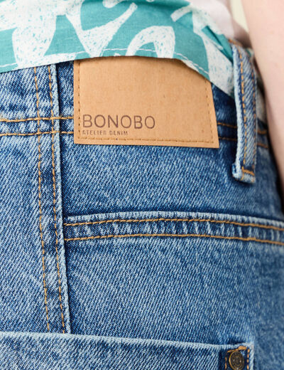 Jeans mom ceinture foulard denim stone femme