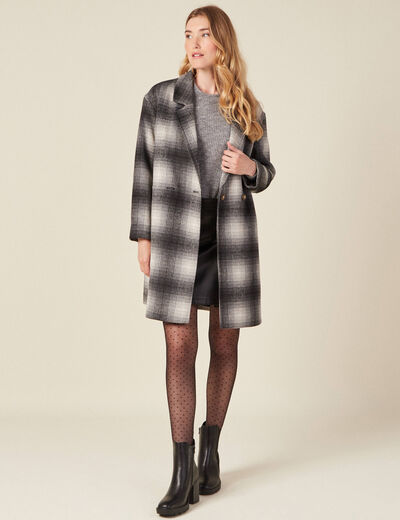 Manteau droit long noir femme