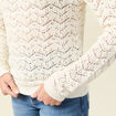 Pull ajouré col bateau manches longues ecru femme