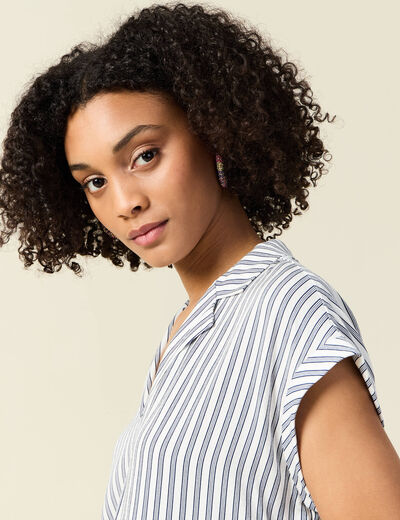 Blouse éco-responsable bleu foncé femme