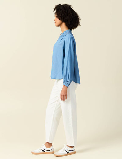 Blouse manches longues denim stone femme