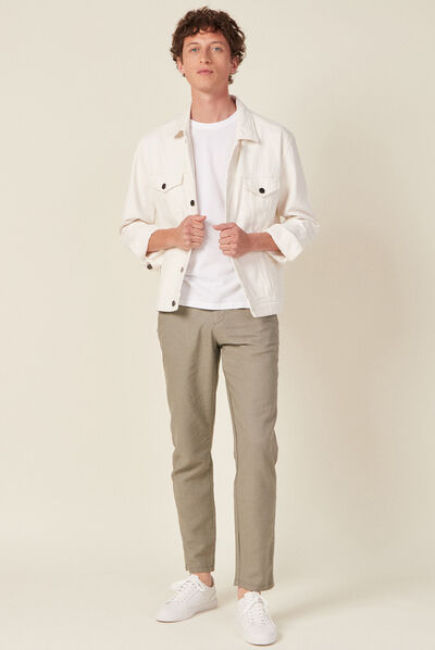 Pantalon slim éco-responsable vert kaki homme