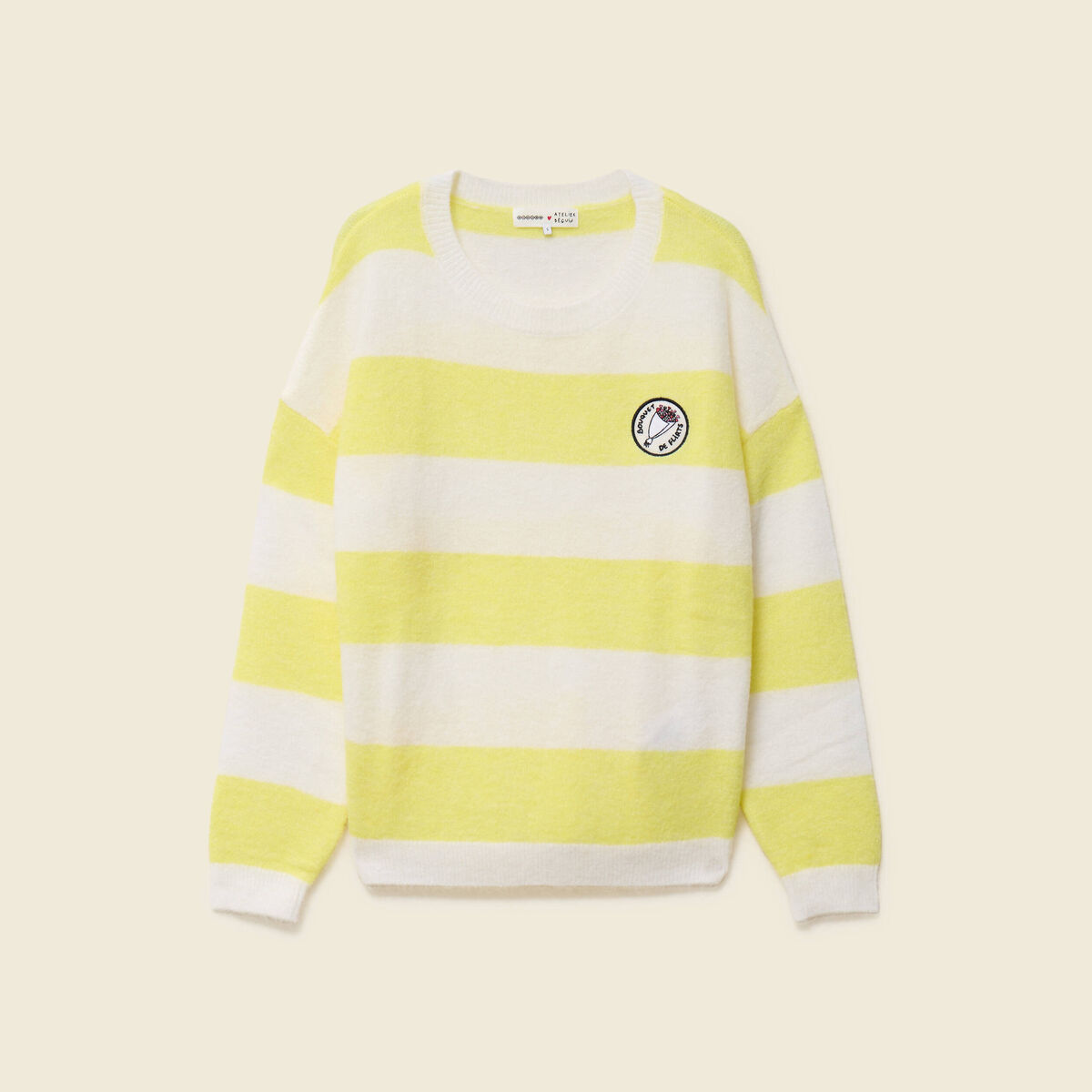 Pull col rond Atelier Beguin x Bonobo jaune femme
