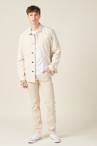 Jeans slim beige homme