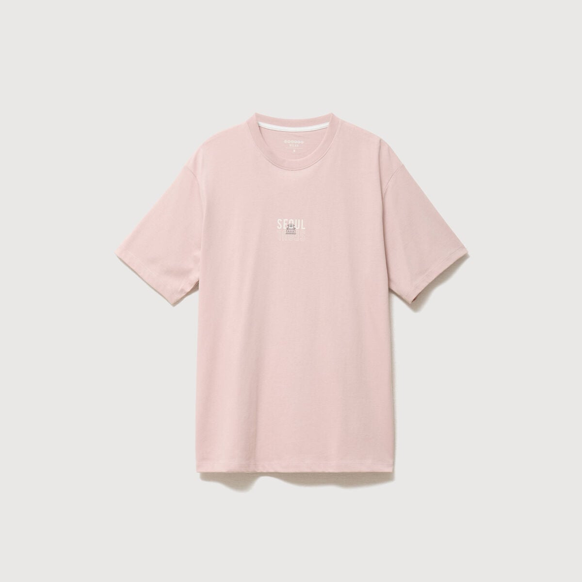 T-shirt droit en coton col ras du cou rose pastel homme