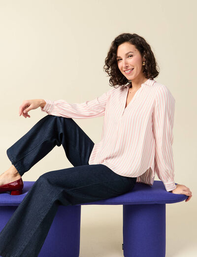 Blouse manches longues rose clair femme