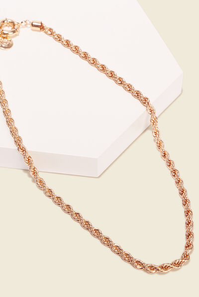 Collier chaîne torsadée couleur or femme