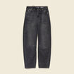 Jeans barrel 7/8&egrave;me avec ceinture denim gris femme