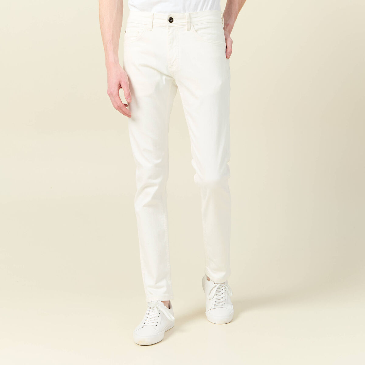 Jeans slim longueur 32 denim blanc homme
