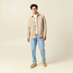 Jeans large longueur 32 en coton denim bleach homme