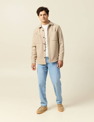 Jeans large longueur 32 en coton denim bleach homme