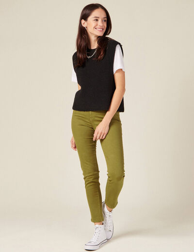 Pantalon slim 7/8ème vert kaki femme