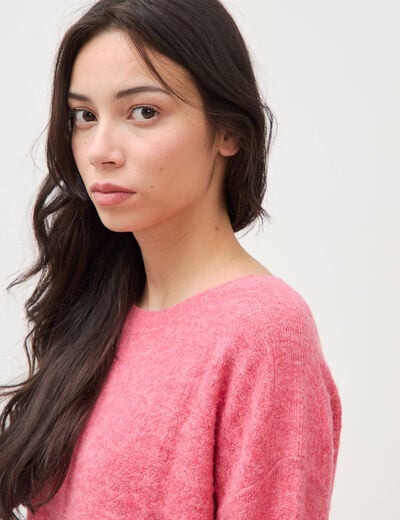 Pull manches longues col bateau vieux rose femme