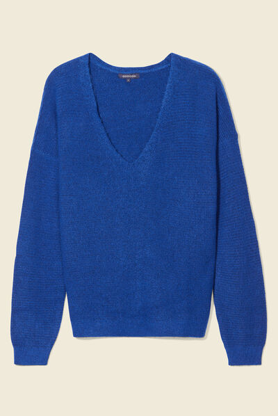 Pull manches longues bleu electrique femme