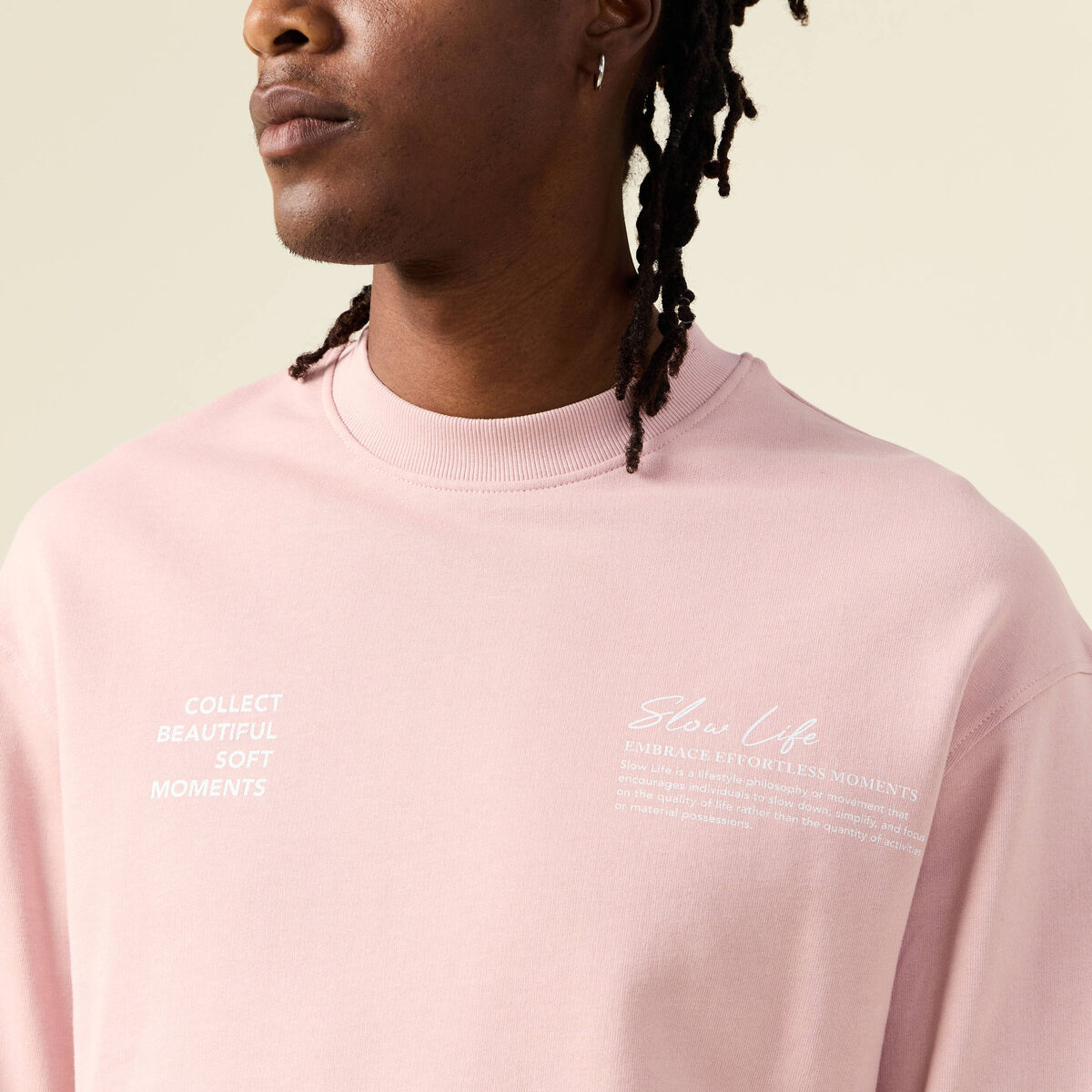Sweat manches longues rose pastel homme