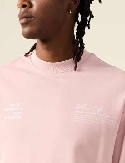Sweat manches longues rose pastel homme
