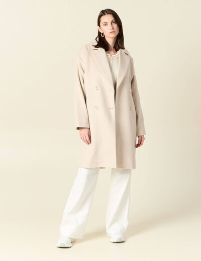 Manteau long oversize creme femme