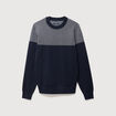 Pull droit fin col rond manches longues bleu marine homme
