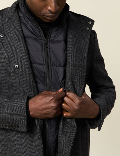 Manteau ajusté boutonné gris foncé homme