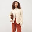 Veste oversize manches longues doubl&eacute;e creme femme