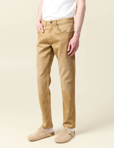 Jeans straight longueur 32 denim camel homme