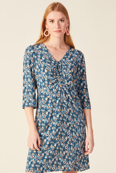 Robe droite éco-responsable bleu canard femme