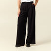 Pantalon large taille haute fluide noir femme