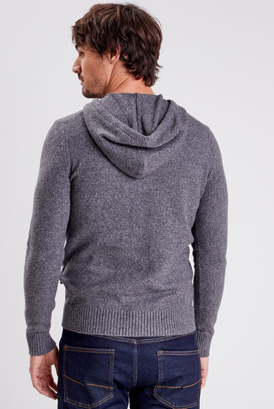 Pull manches longues à capuche gris foncé homme