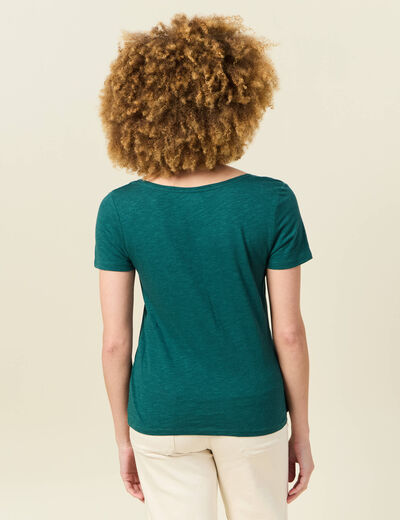 T-shirt manches courtes vert canard femme