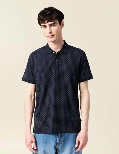 Polo cintr&eacute; manches courtes col polo bleu homme