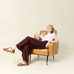 Pantalon large bordeaux femme