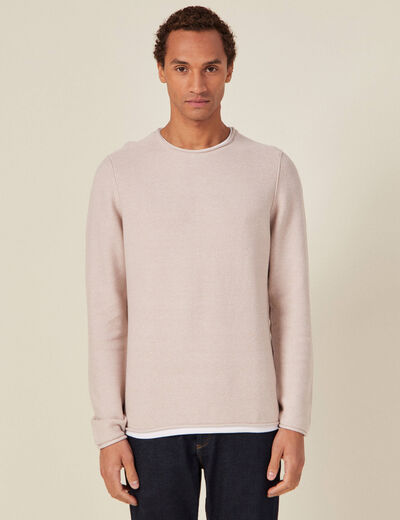 Pull manches longues beige homme