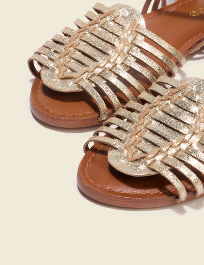 Sandales en cuir couleur or femme