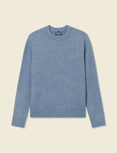 Pull manches longues col rond bleu gris homme