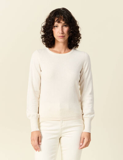Pull manches longues creme femme