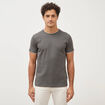 T-shirt droit col rond manches courtes vert fonc&eacute; homme