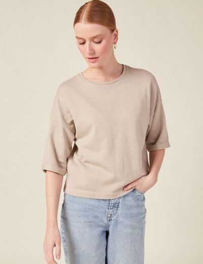 T-shirt à manches courtes creme femme