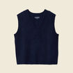 Pull sans manches col en V bleu marine femme