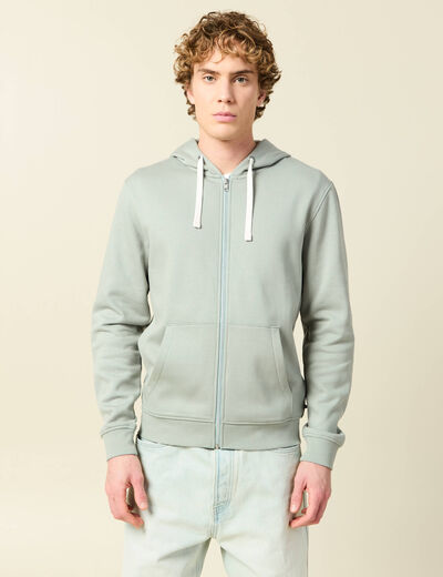 Sweat &agrave; capuche manches longues vert clair homme