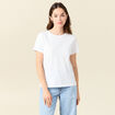 T-shirt cintr&eacute; col rond manches courtes blanc femme