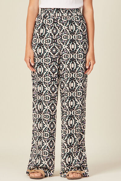 Pantalon large fluide noir femme