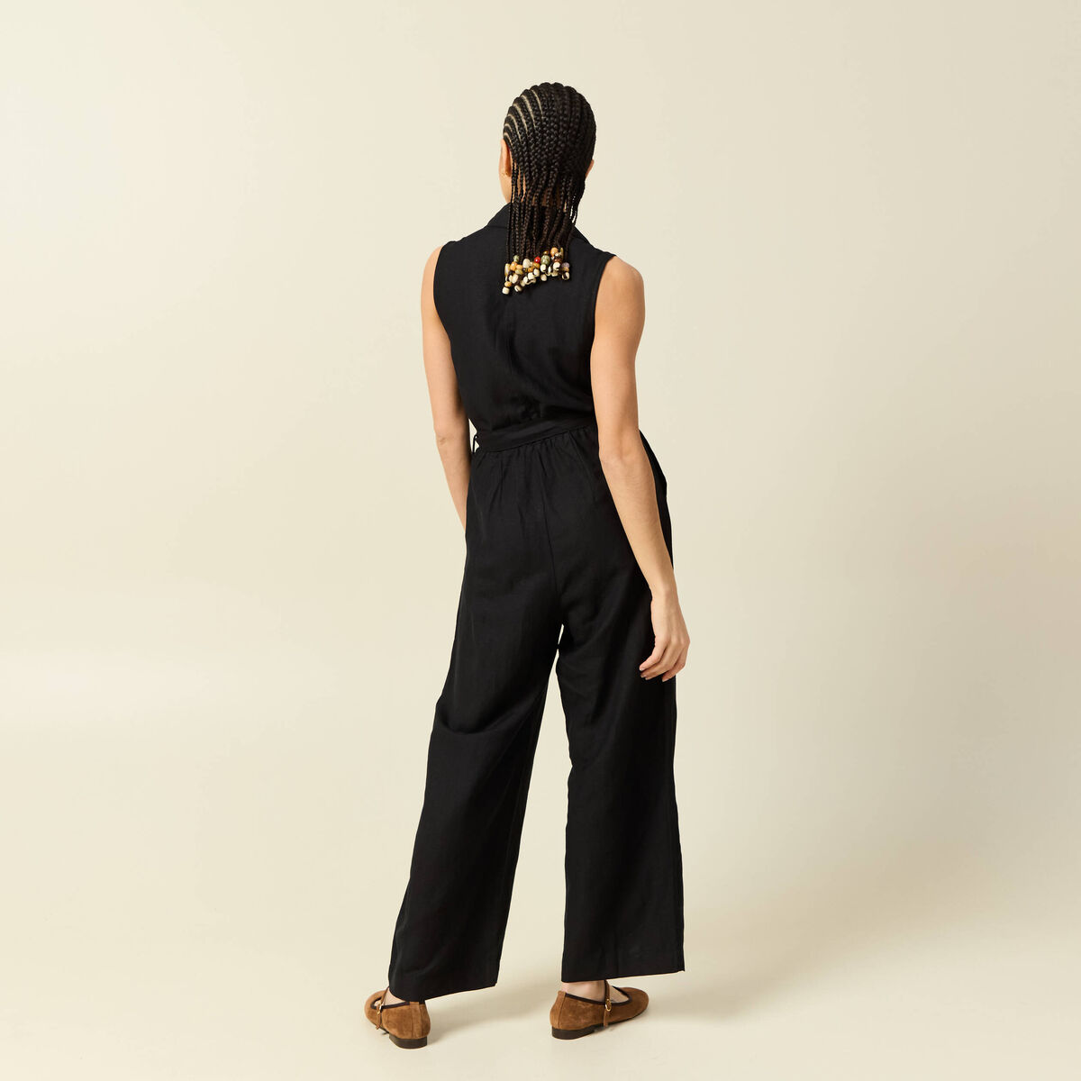 Combinaison salopette sans manches noir femme