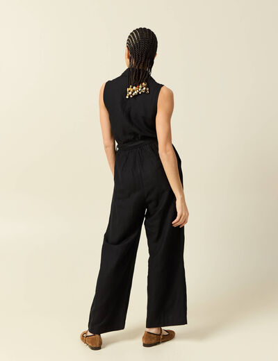 Combinaison salopette sans manches noir femme