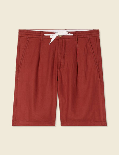 Bermuda droite à coulisse marron cognac homme
