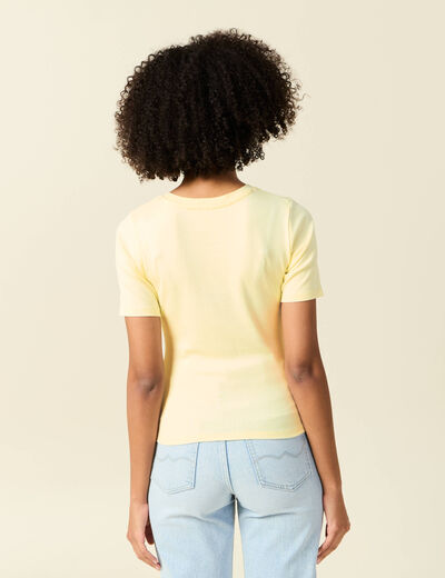T-shirt manches courtes jaune pastel femme