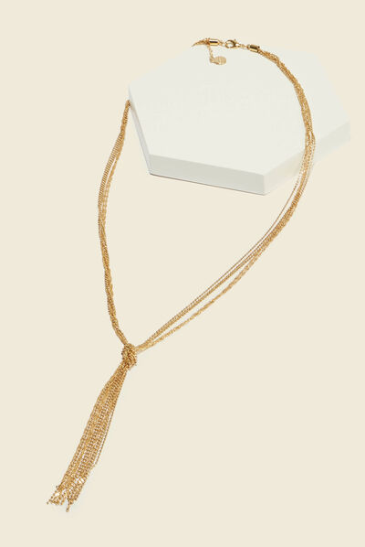 Collier à chaînes multirangs couleur or femme