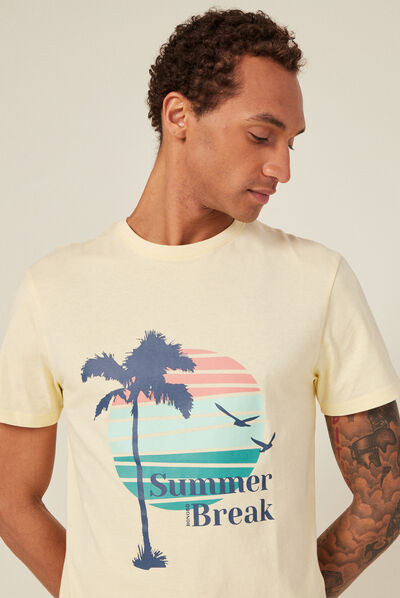 T-shirt manches courtes jaune clair homme