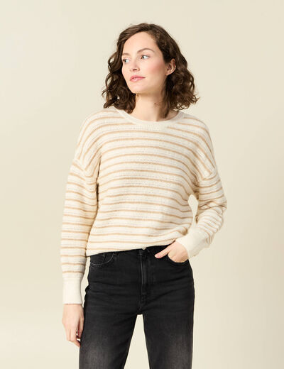 Pull manches longues ecru femme