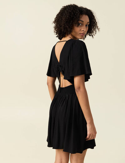 Robe trapèze fluide noir femme