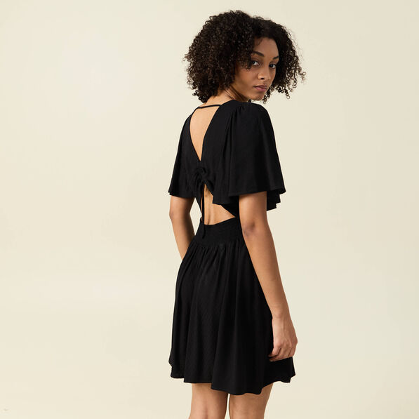 Robe trapèze fluide noir femme